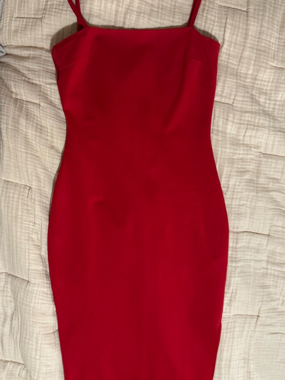 Lulu's Bold Red Spaghetti-Strap Midi Sheath Dress